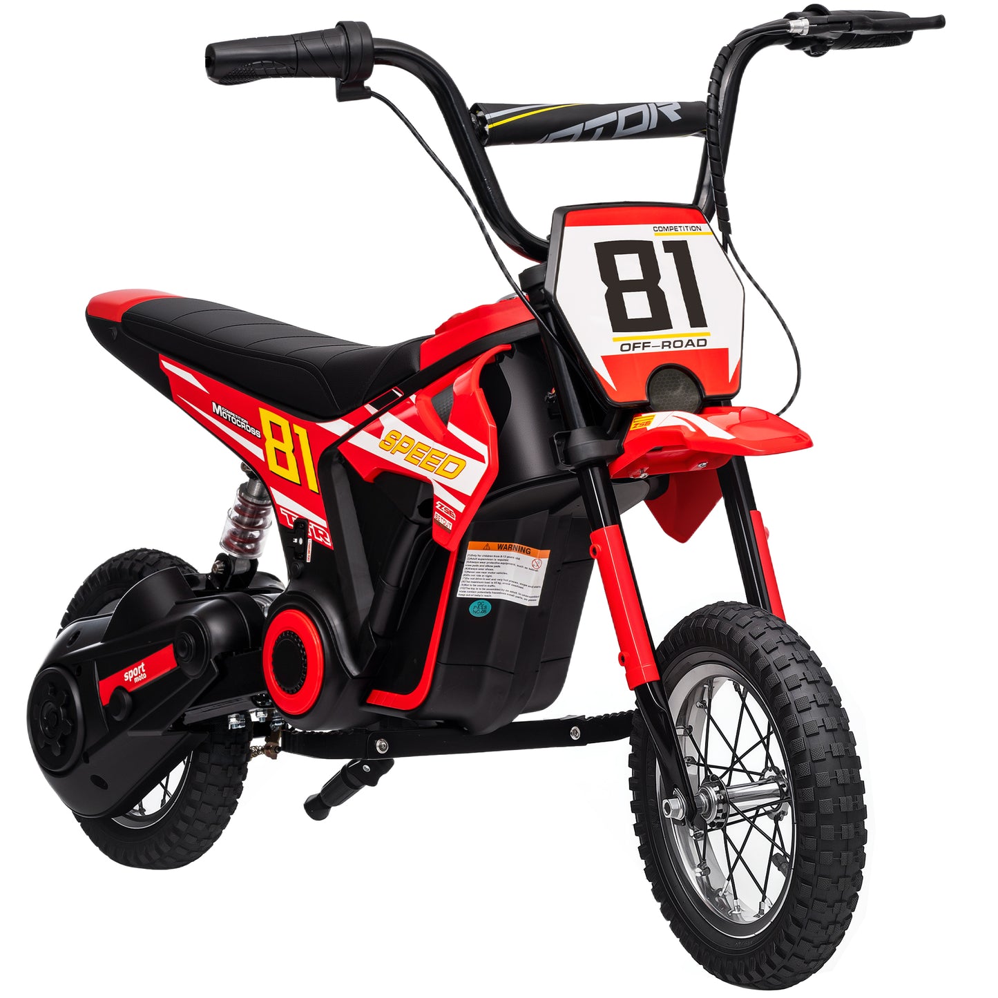 Kids Electric Motorbike 3 Gearboxes Speed Ride on Motorcycle with 41min Ranges - Red