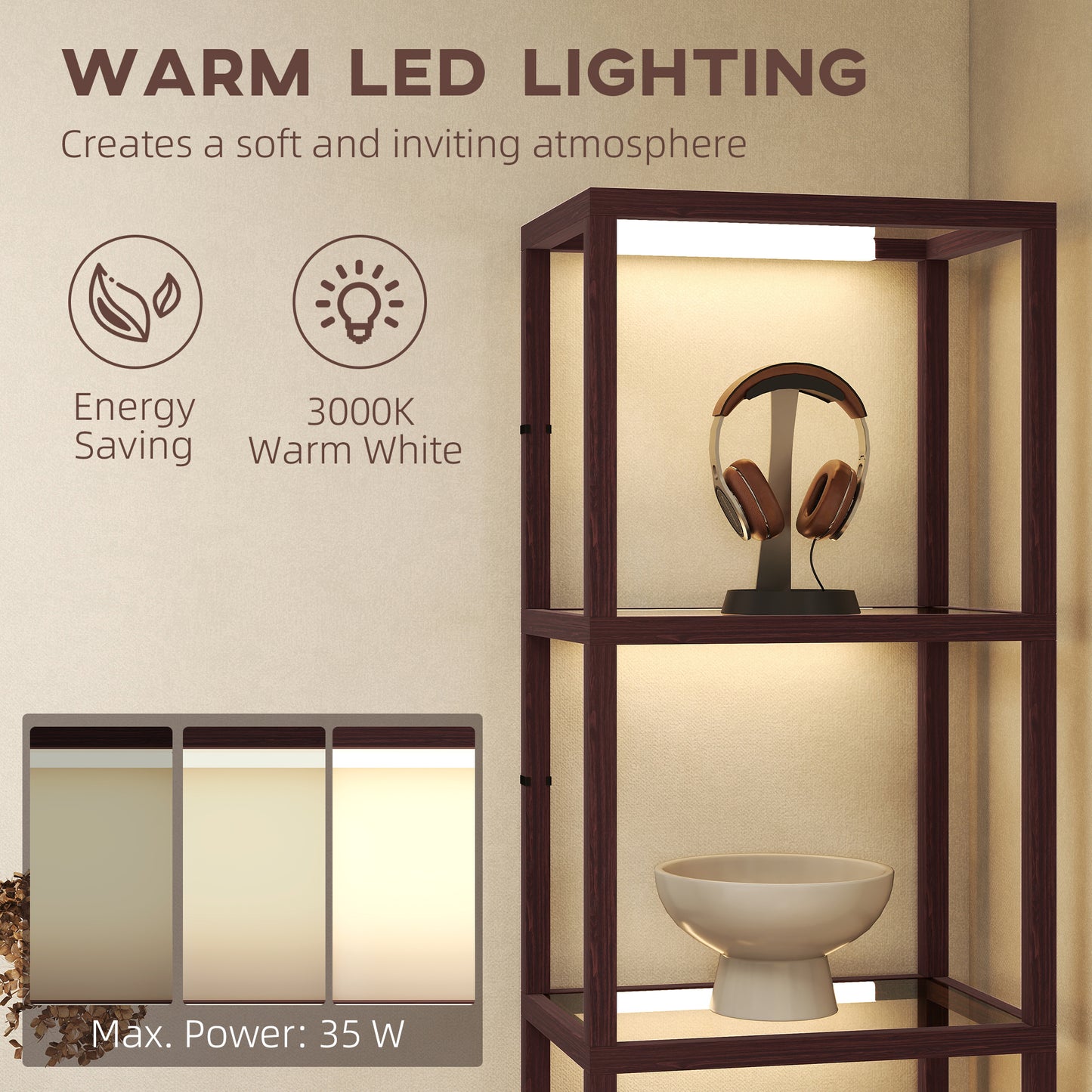 Four-Shelf Floor Lamp - Dark Brown