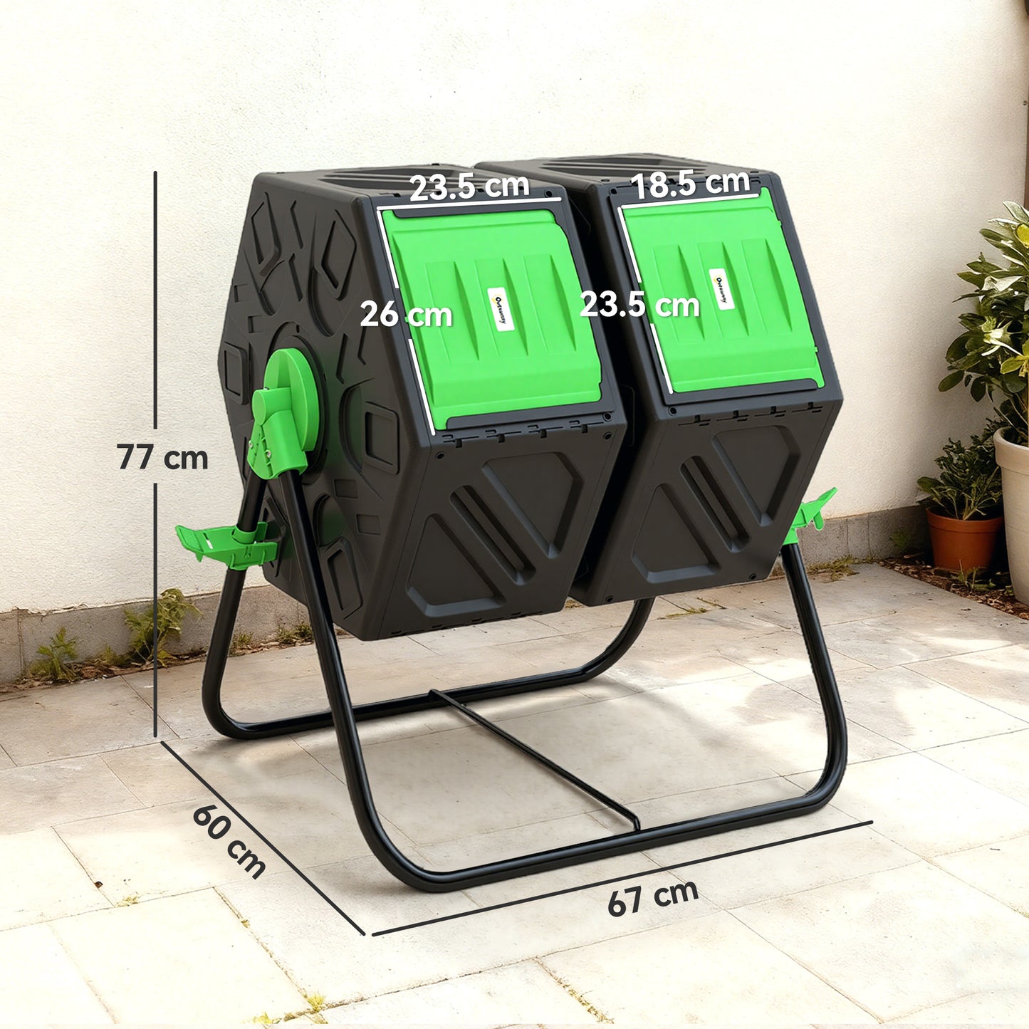 130L Double Chamber Composter - Black