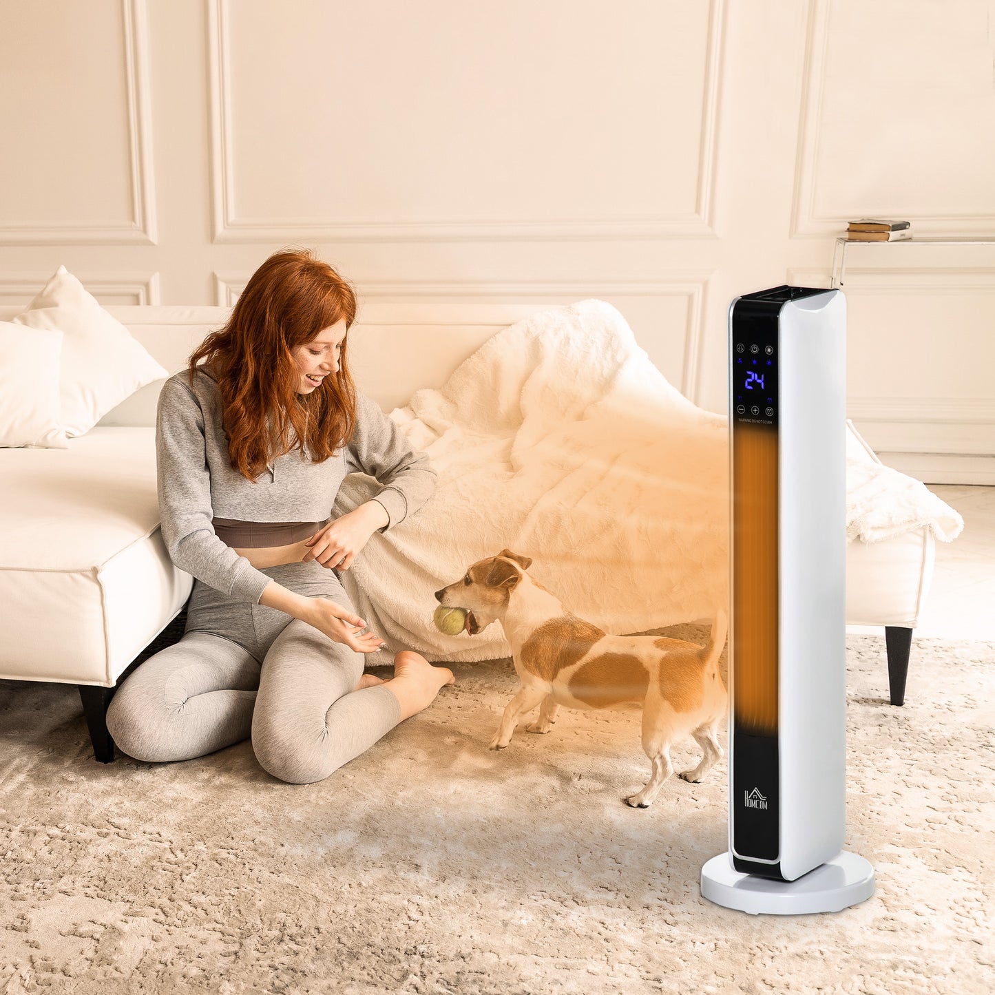 1100W/2200W Space Heater with 65° Oscillation, Electric Heater with 2 Heat and Fan, 8-Hour Timer