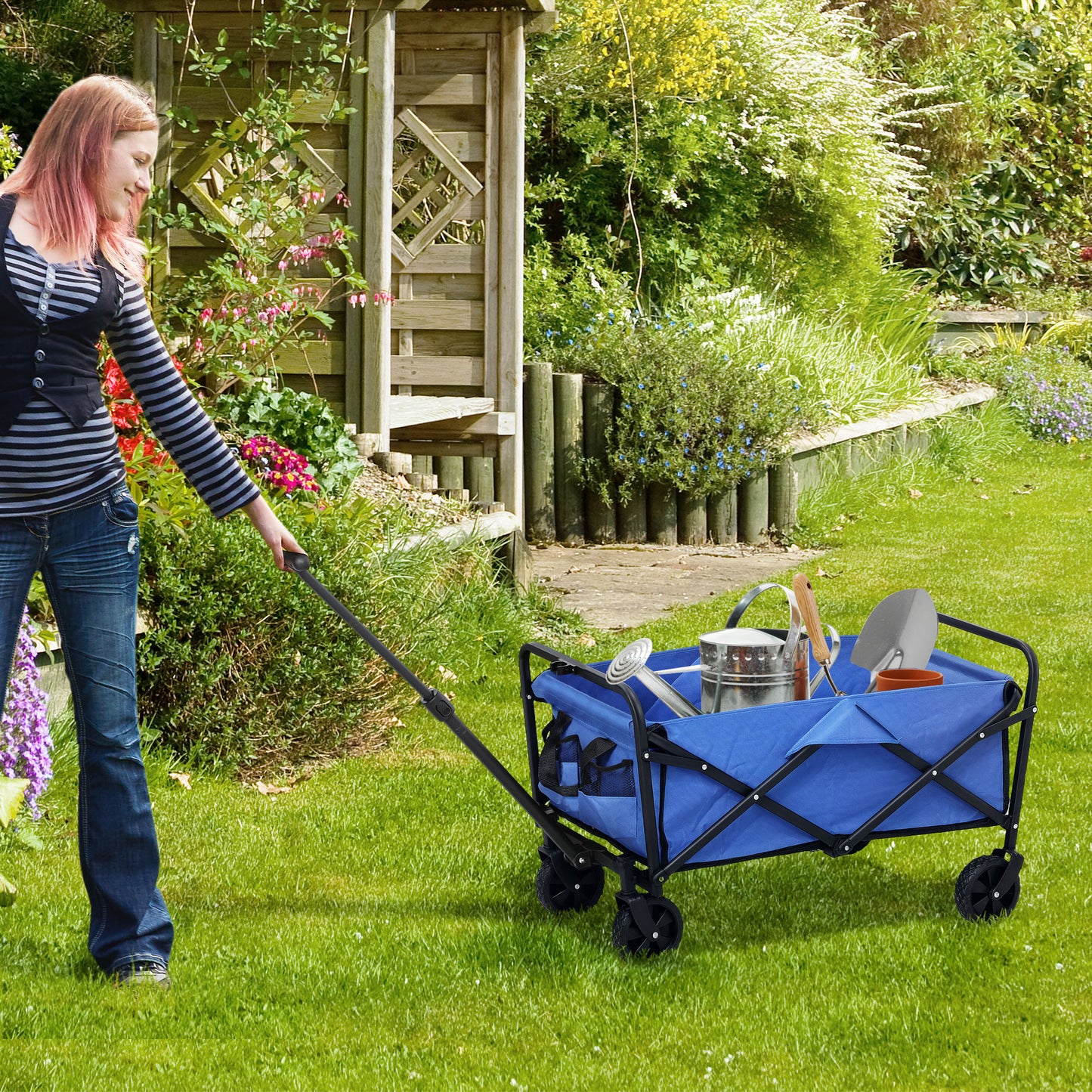 93L Festival Trolley on Wheels, Garden Folding Trolley Cart