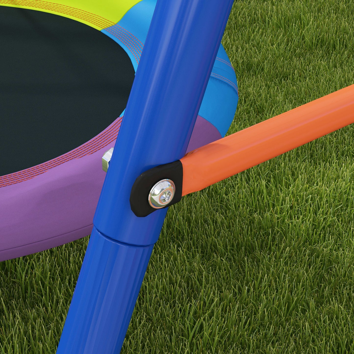 Metal Kids Swing Set Nest Swing Seat with A-Frame Structure for Outdoor Use - Multicoloured