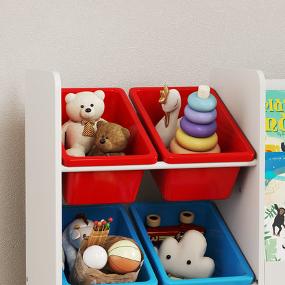Toy Storage Unit, 3-Tier Toy Organiser Shelf with 6 Removable Storage Bins for Bedroom, Nursery, Multicoloured