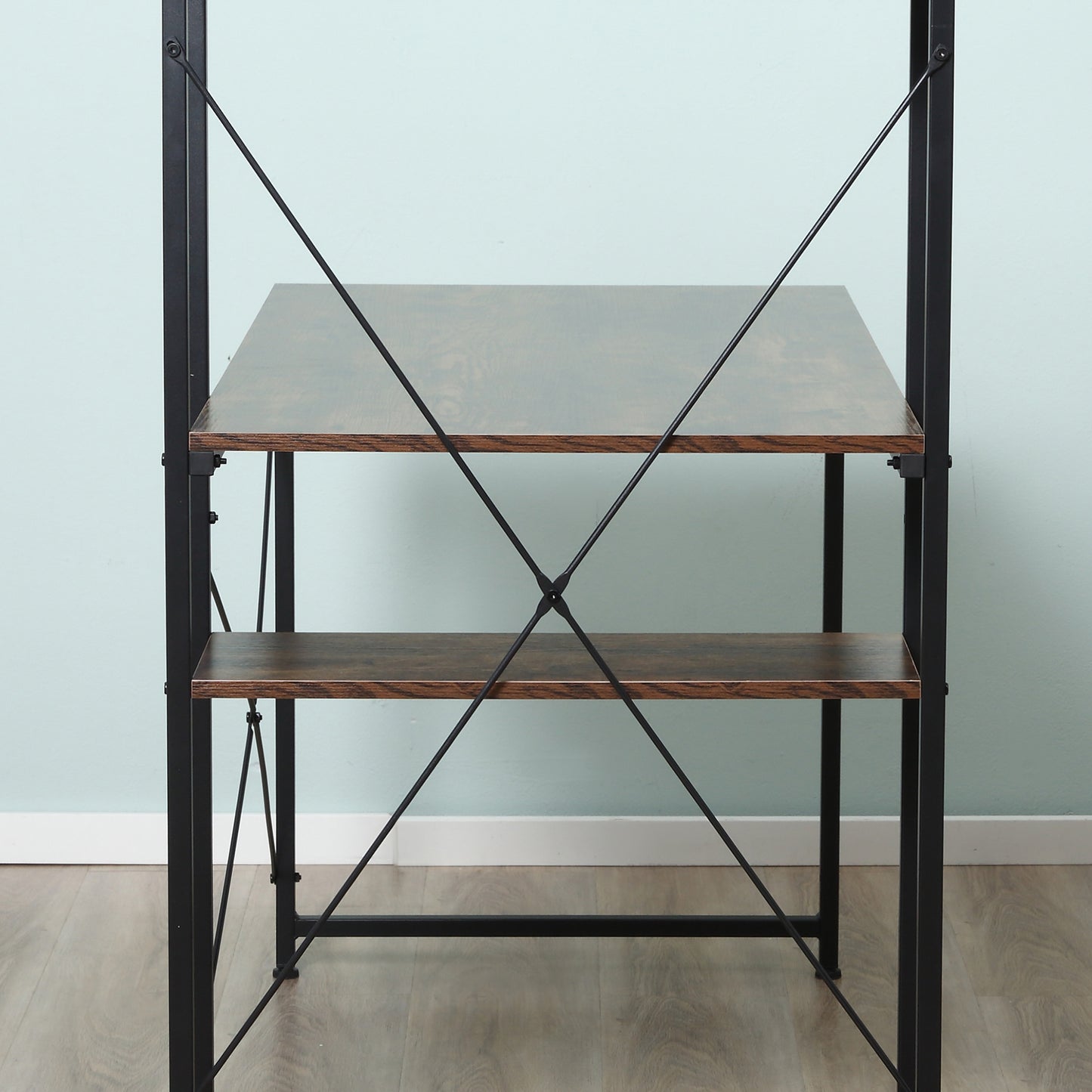 Reversible Computer Desk with Storage Shelves on Left or Right, Industrial Reversible Writing Desk for Home Office, Study