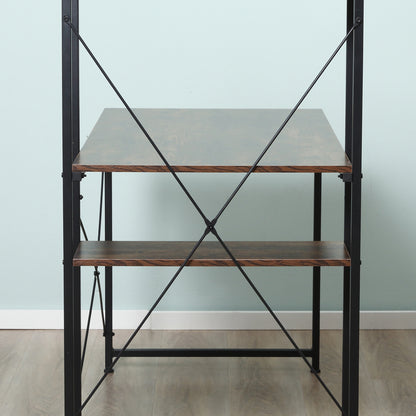Reversible Computer Desk with Storage Shelves on Left or Right, Industrial Reversible Writing Desk for Home Office, Study