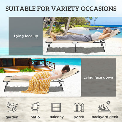 Folding Sun Lounger with Face Hole, 4-Position Adjustable Backrest Garden Recliner Chair Sunbed, Outdoor Lounge Chair