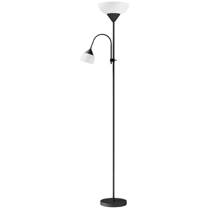 LED Floor Lamp for Living Room, 180cm Tall Standing Lamp, Mother and Child Uplighter with Adjustable Gooseneck, Black