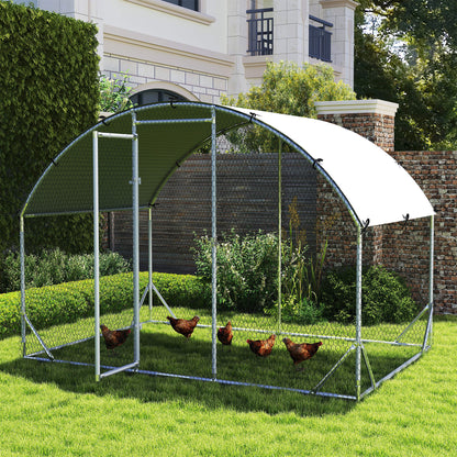 Walk In Chicken Run Galvanised Chicken Coop Hen Poultry House Cage Water-Resist Cover, Silver