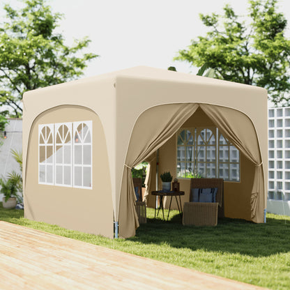 3 x 3m Pop-Up Gazebo Shelter, with Accessories - Sand