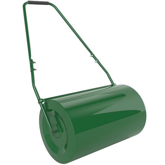 63 L Garden Lawn Roller with Water/Sand Filled Drum, Heavy Duty Steel Lawn Push Rolling Tool for Grass Seeding