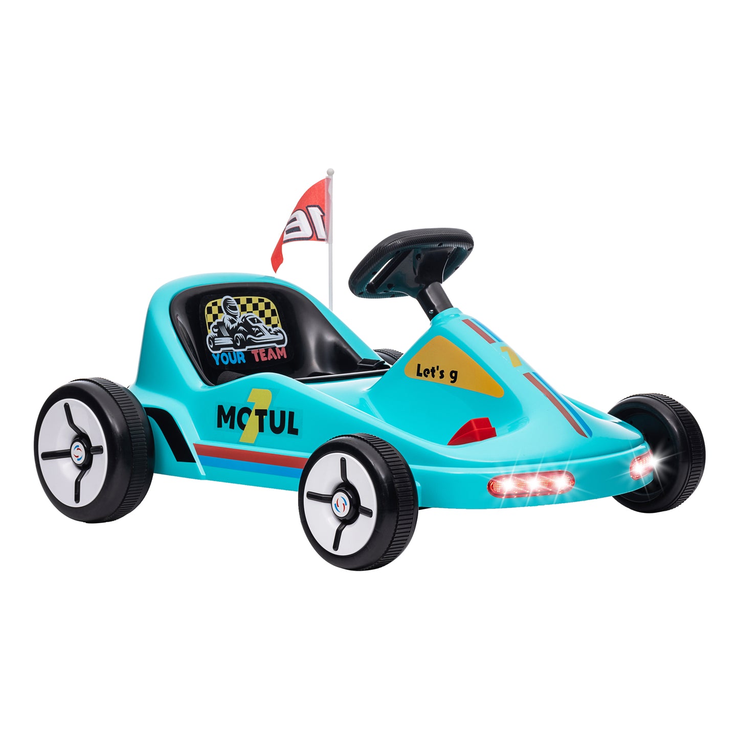 6V Electric Go Kart for Kids with Music, Light, Horn, for 3-5 Years, Blue