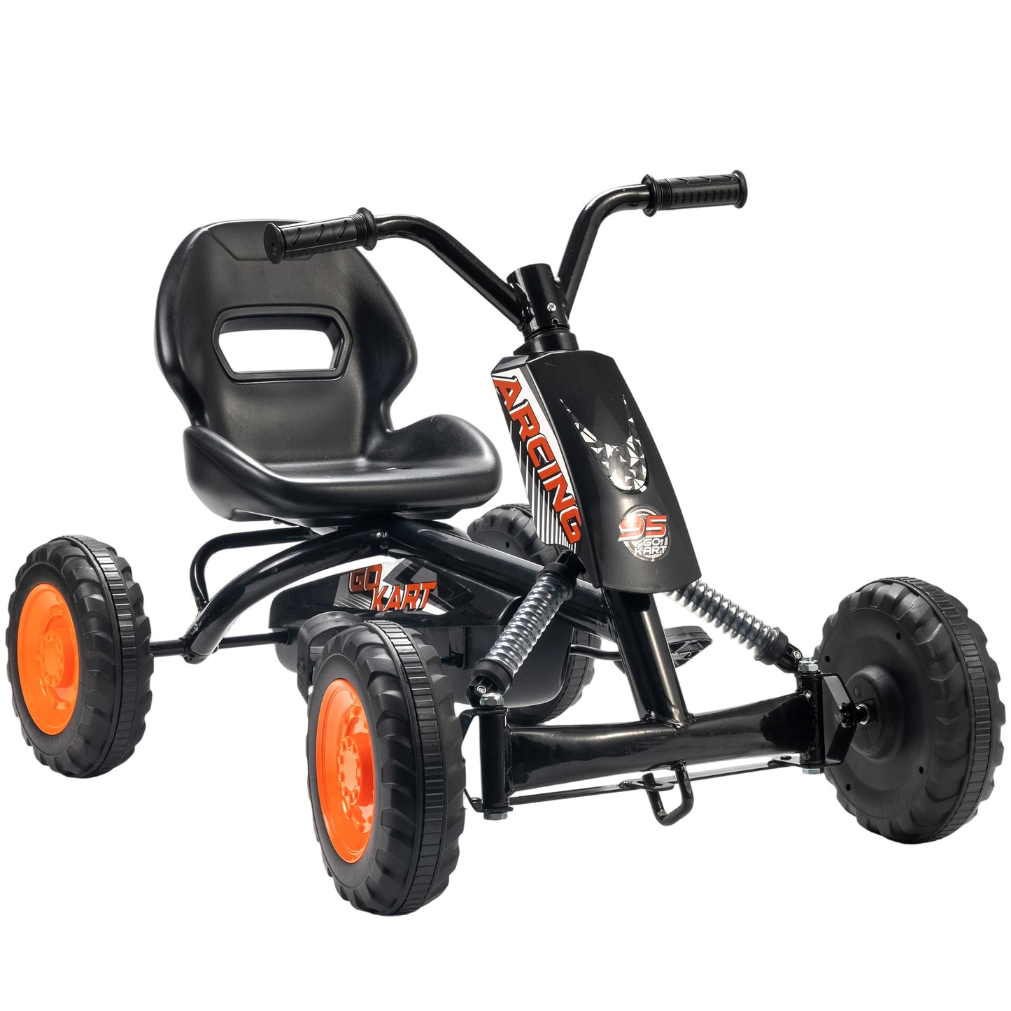 Kids Pedal Go Kart with Steel Frame, Sporty Design, for Ages 2-5 Years, Black