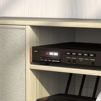 TV Cabinet Stand Unit for TVs up to 50'' with Foldable Drawers, Entertainment Centre for Living Room Natural