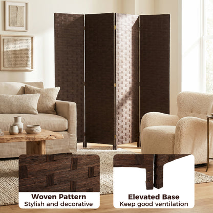 Wave Fibre Freestanding Folding Privacy Screen Panels, Room Divider, Dark Brown