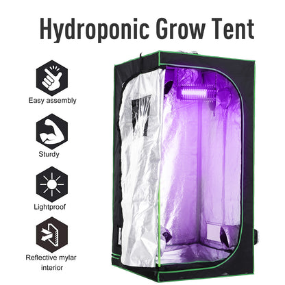 Grow Tent Reflective Mylar Hydroponic with Adjustable Vents and Floor Tray for Indoor Plant Growing
