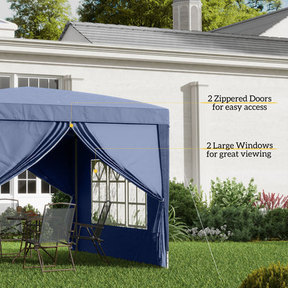 3x3(m) Pop-Up Gazebo, with Curtain Walls and Windows, Blue