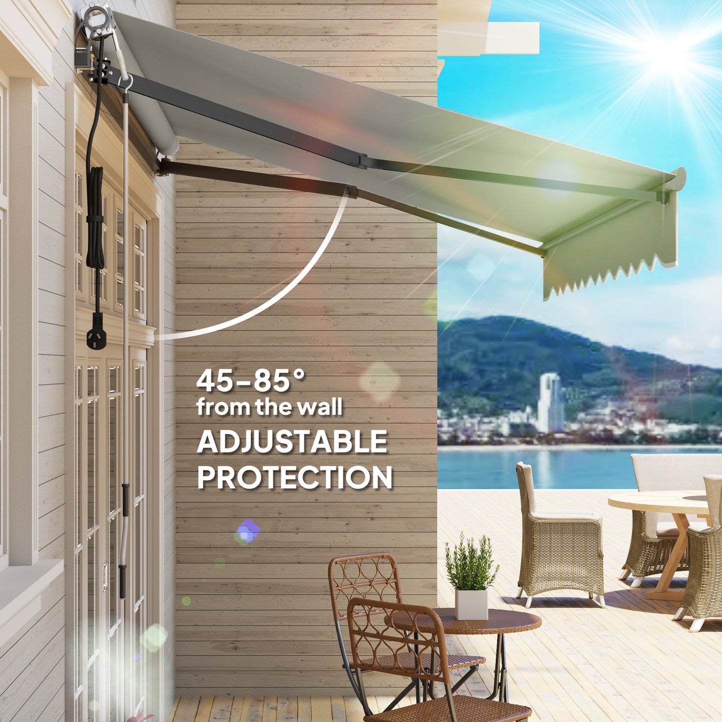 3 x 2.5m Electric Awning with Remote Controller, Aluminium Frame DIY Retractable Awning