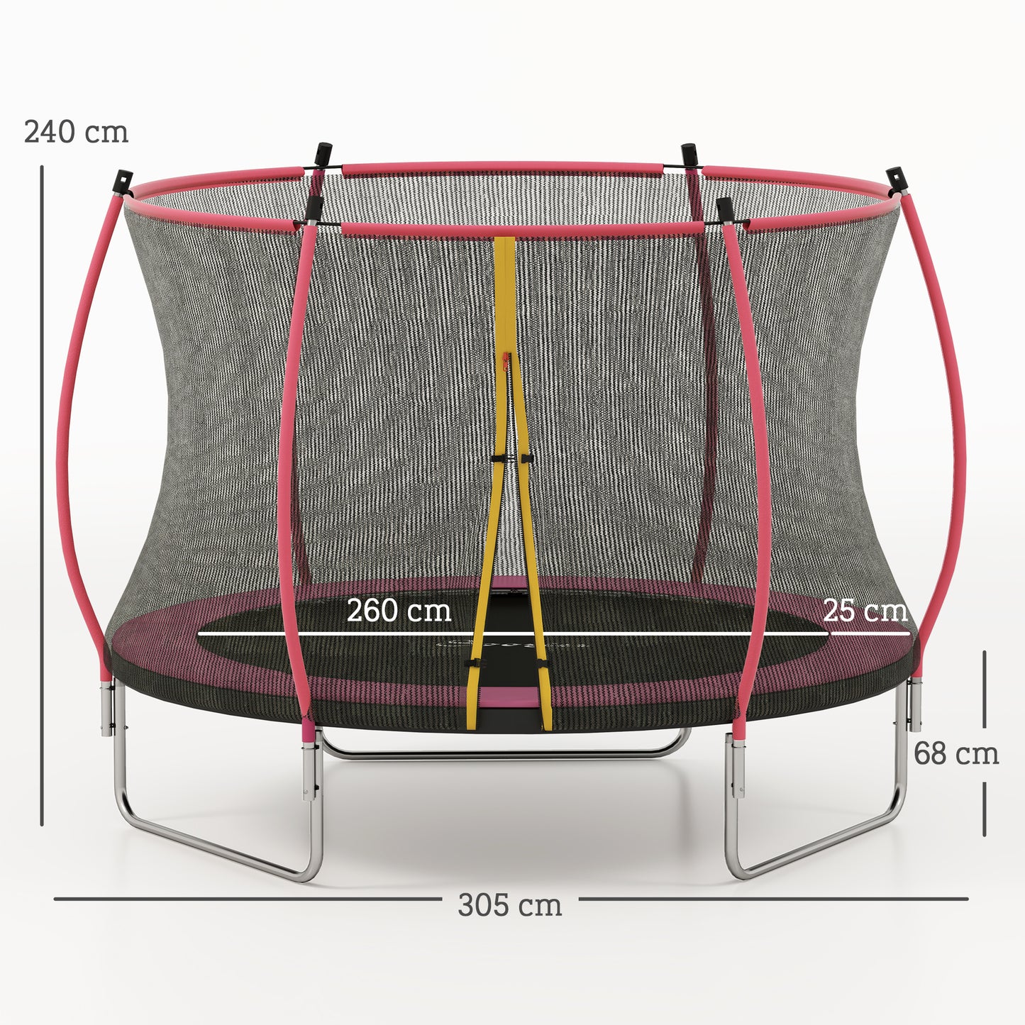 10ft Outdoor Trampoline with Enclosure Net, Spring Cover, Pink