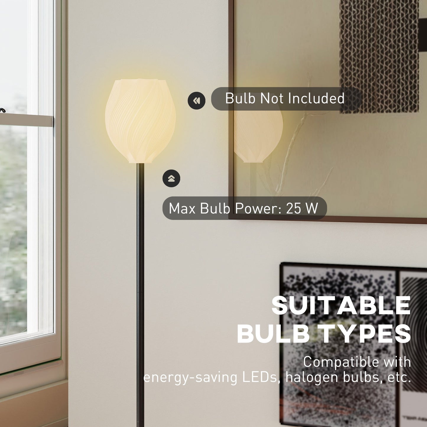 Flower Floor Lamp for Living Room, 3D Printed Modern Standing Lamp with Rose Shade & Foot Switch