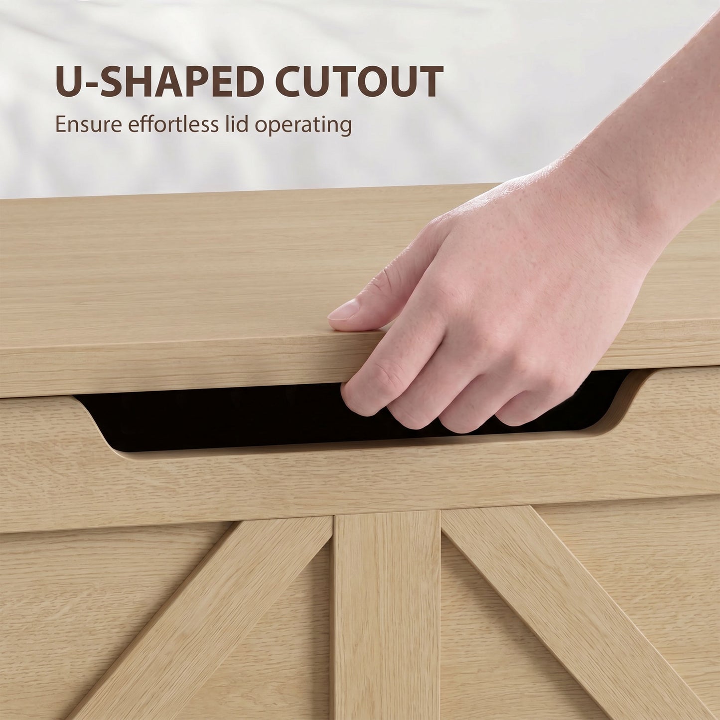 100L Home Storage Box, with Safety Hinge - Nature Wood Finish