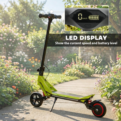 Electric Scooter for Kids, Foldable E Scooter for Age Age 6+ with LED Display, RGB lights, Up to 16km/h, Green