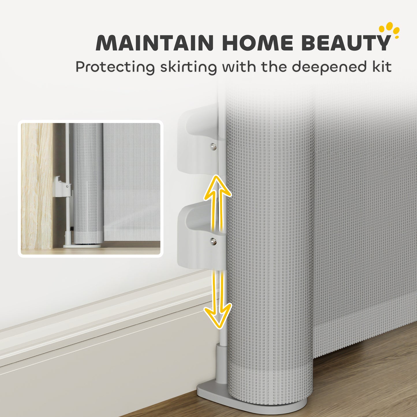 Retractable Stair Gate Extends Up to 140 cm Wide, Dog Gate for Doorways, Stairways, Hallways, Grey
