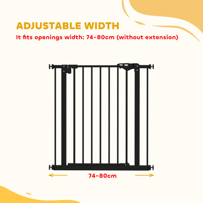 Adjustable Safety Gate w/ One Extensions, Four Adjustable Screws, Black