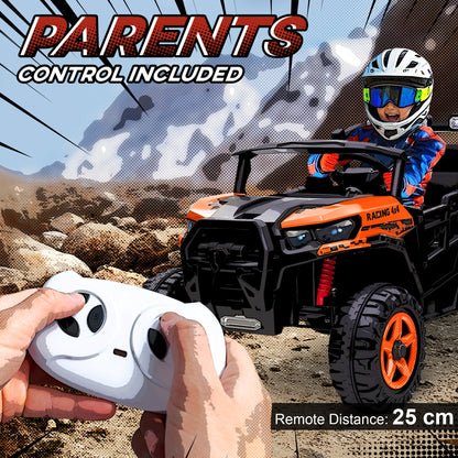 24V Electric Ride on Car, 2-Seater Electric Car for Kids with Remote, Bluetooth, Soft Start, Suspension Spring, Orange