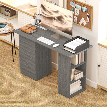 Computer Desk with Drawers, Home Office Desk, Writing Table, PC Workstation with 3 Storage Shelves for Working, Study