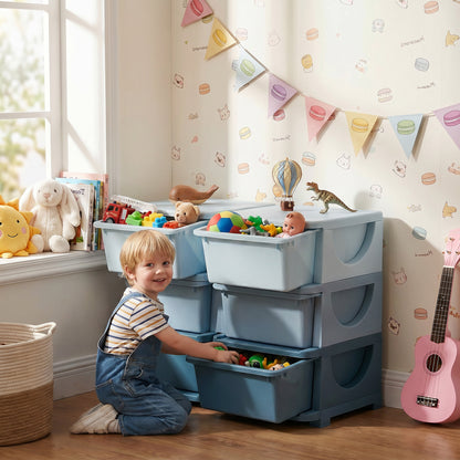 Kids Storage Unit, with Six Drawers - Blue