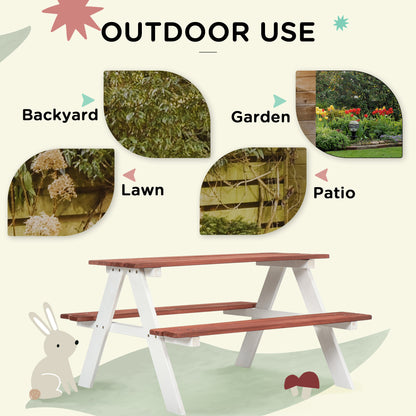 Kids Picnic Table, Wooden Table and Bench Set, Kids Garden Furniture for Patio Aged 3-8 Years Old, Brown