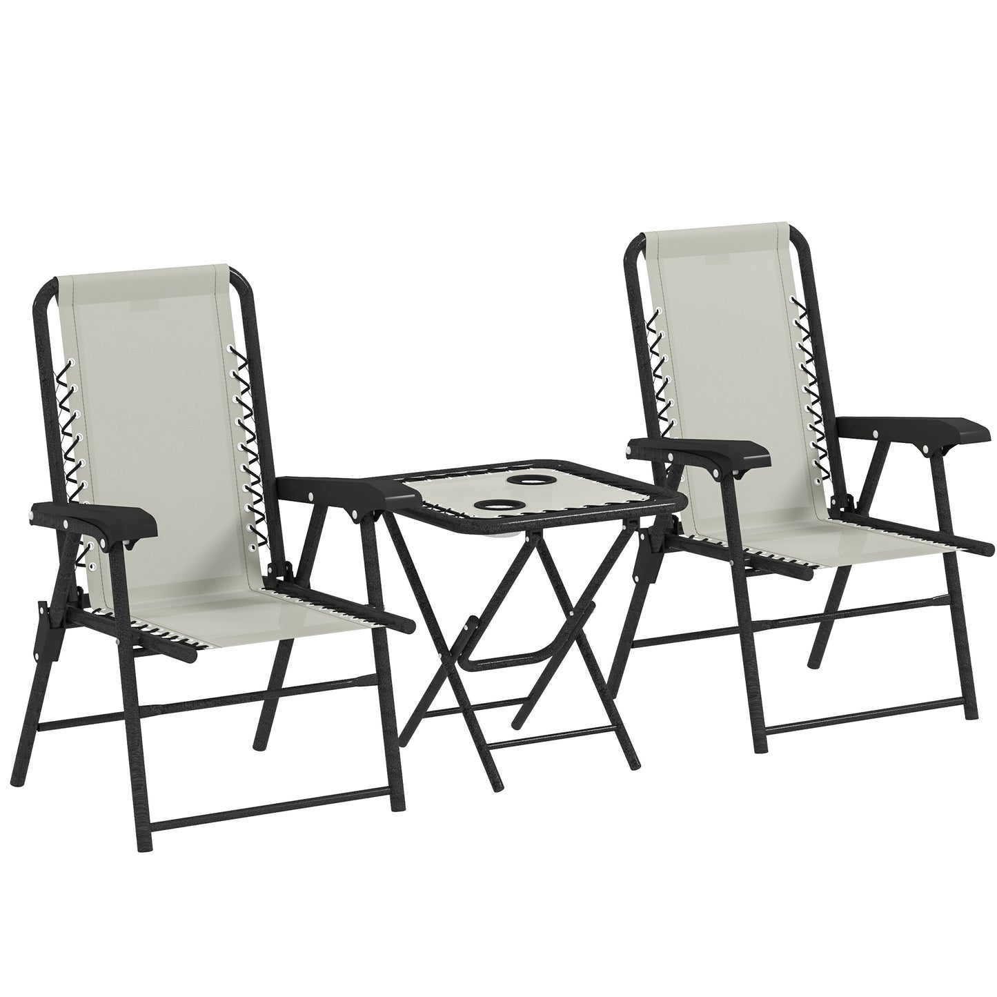 Three-Piece Garden Table and Chair Set - Cream White