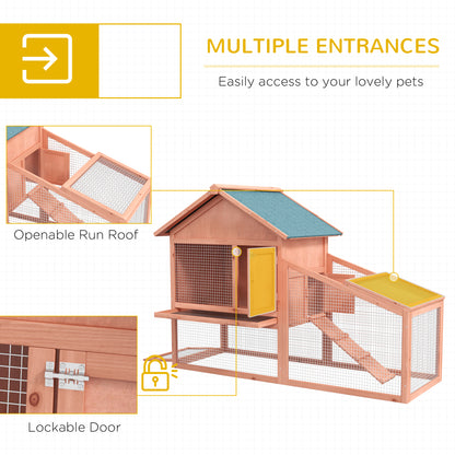 2 Tier Rabbit Hutch Outdoor, Guinea Pig Hutch, Solid Wood Bunny House