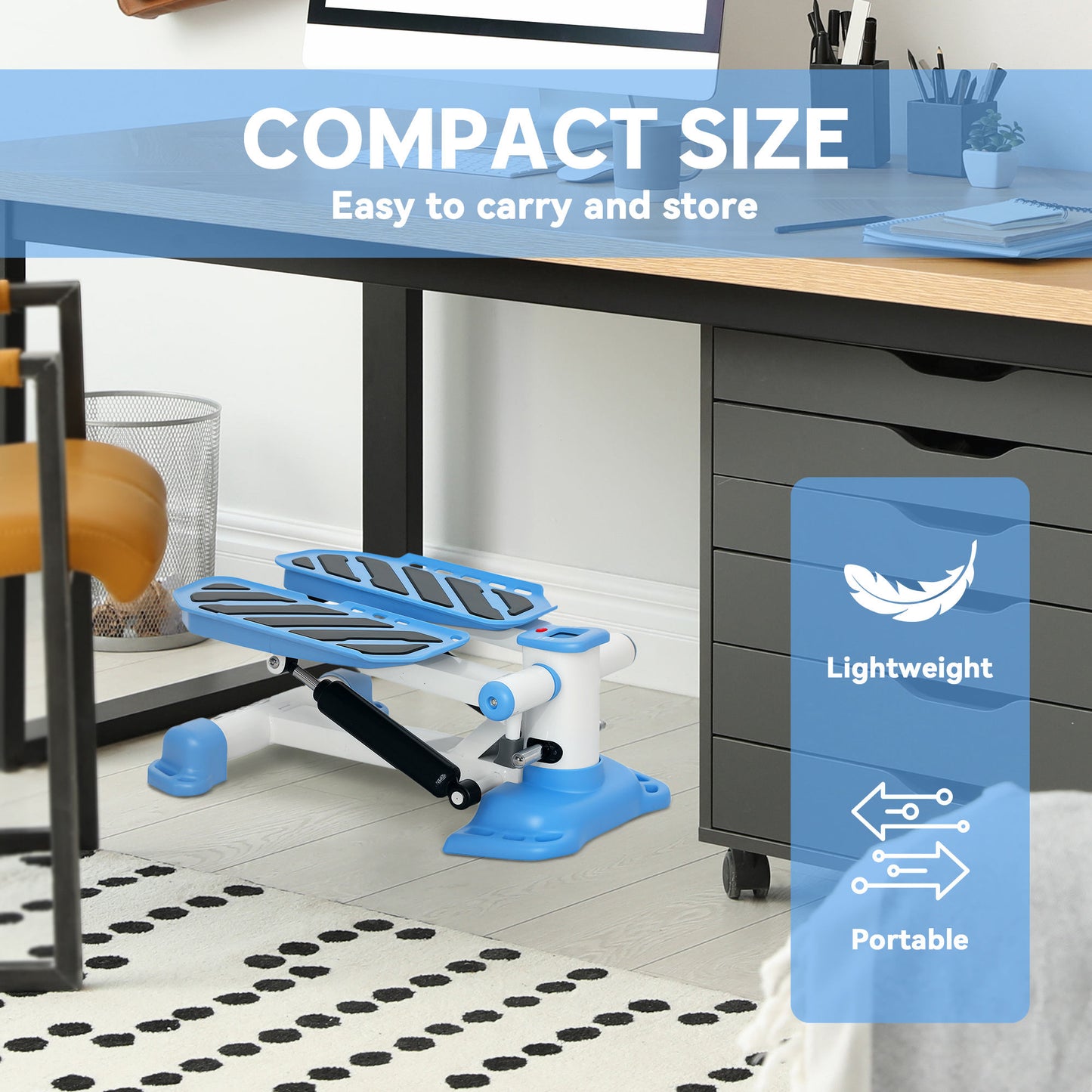 Portable Mini Stepper, Steppers for Exercise Workout with LCD Display Monitor, Anti-skid Foot Pedals for Home Gym Office