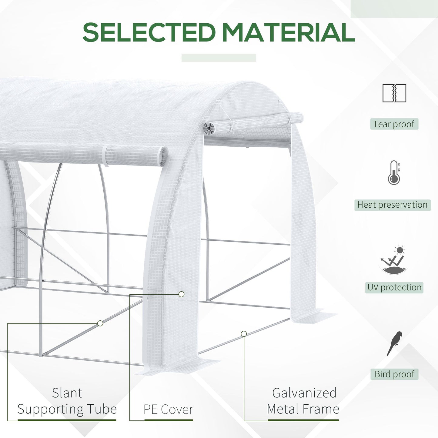 3 x 3 x 2 m Polytunnel Greenhouse with Roll-up Side Walls, Walk-in Grow House Tent with Steel Frame, Reinforced Cover