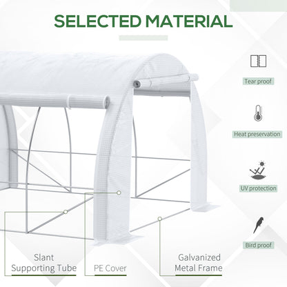 3 x 3 x 2 m Polytunnel Greenhouse with Roll-up Side Walls, Walk-in Grow House Tent with Steel Frame, Reinforced Cover