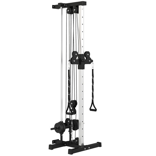 Wall Mount Cable Machine, 15 Positions Adjustable Cable Crossover Machine Dual Pulley System for Home Gym