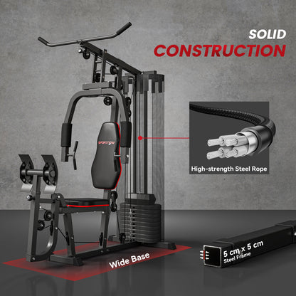 Weights Machine, Multi Gym with 45kg Weight Stack, Compact Home Gym Leg Press Machine for Full Body Training