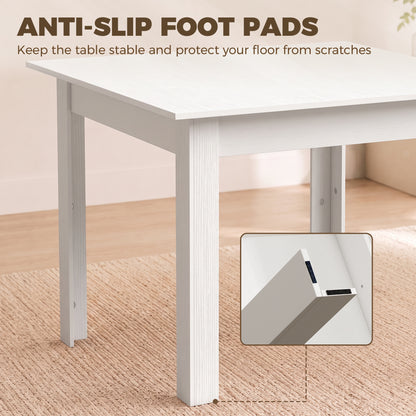 Square Dining Table, Modern Small Dining Table with Wood Effect, Space Saving, Non-slip Foot Pads, White
