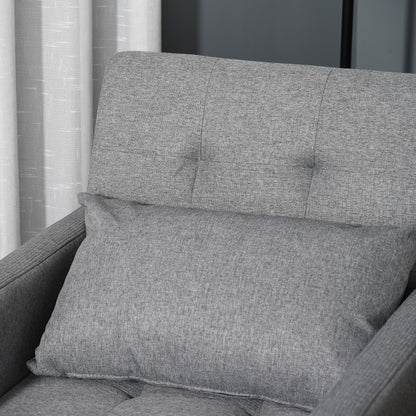 3-In-1 Single Chair Bed with Adjustable Backrest, Pillow and Footrest for Living Room, Grey