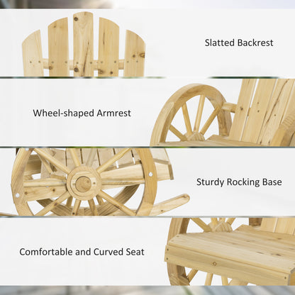 Wooden Adirondack Rocking Chair Reclining Armchair Garden Furniture Patio Porch Rocker - Natural
