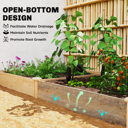 Raised Garden Bed, Wooden Planter Box with Divider and Open Bottom for Flowers, Herbs, Vegetables, DIY Painting