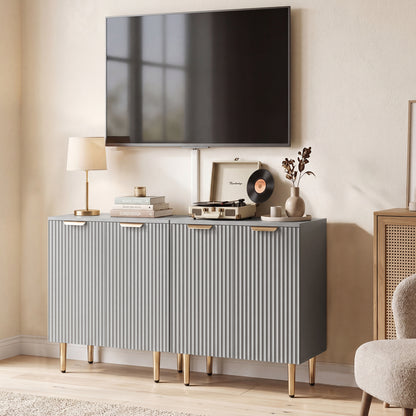 Sideboard Buffet Cabinet, Modern Kitchen Storage Cabinet with Adjustable Shelf and Metal Legs, Grey