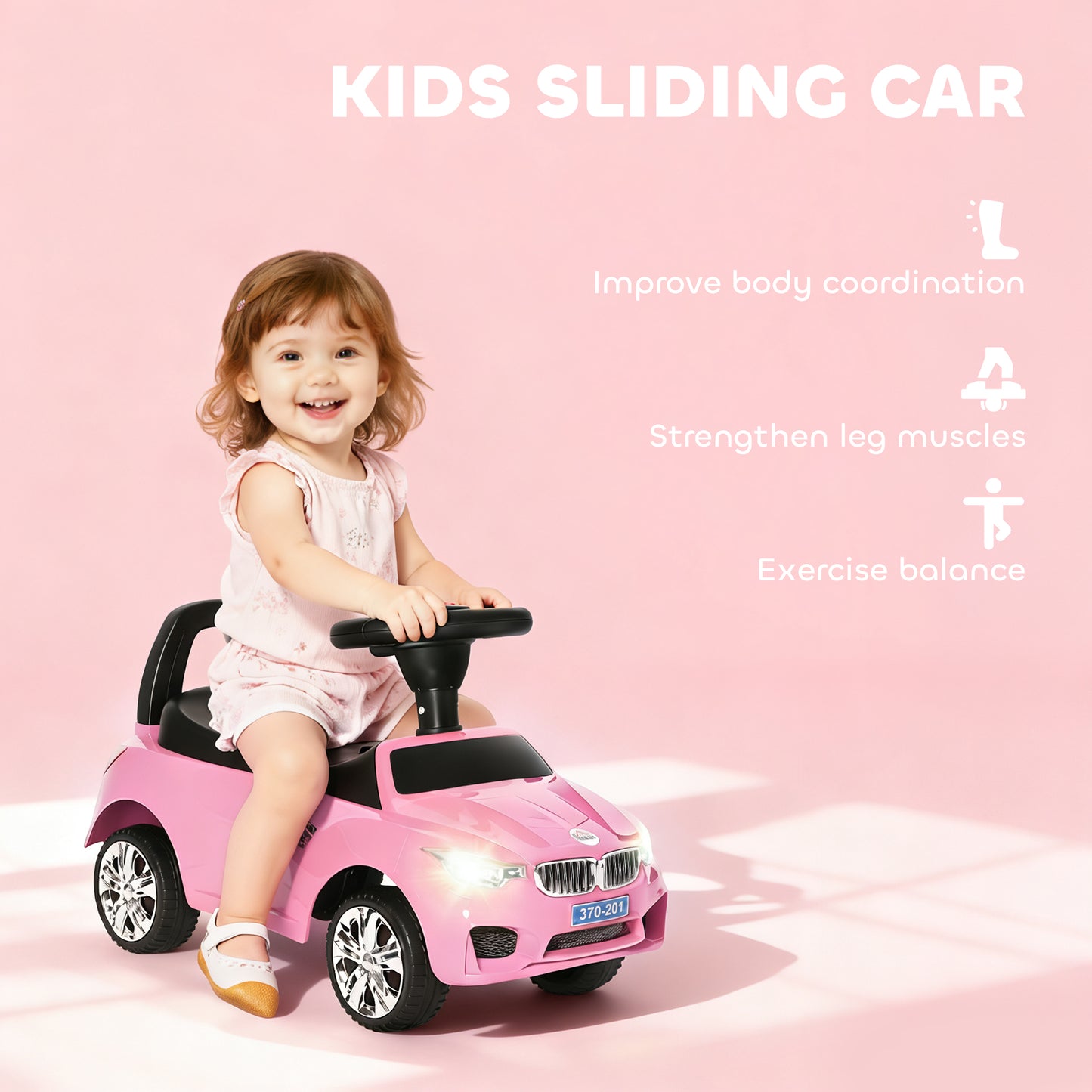 Ride on Car Baby Toddler Walker Foot to Floor Sliding Car Slider, Pink