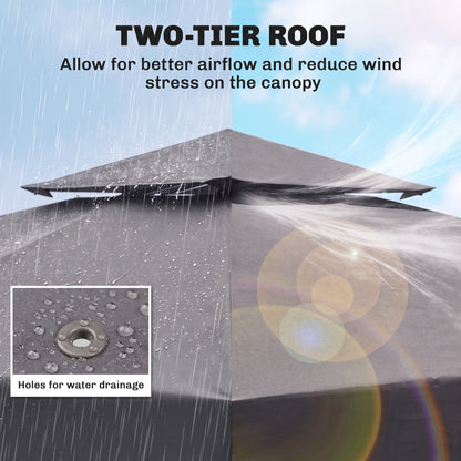 3(m) Gazebo Top Cover Double Tier Canopy Replacement Pavilion Roof Deep Grey