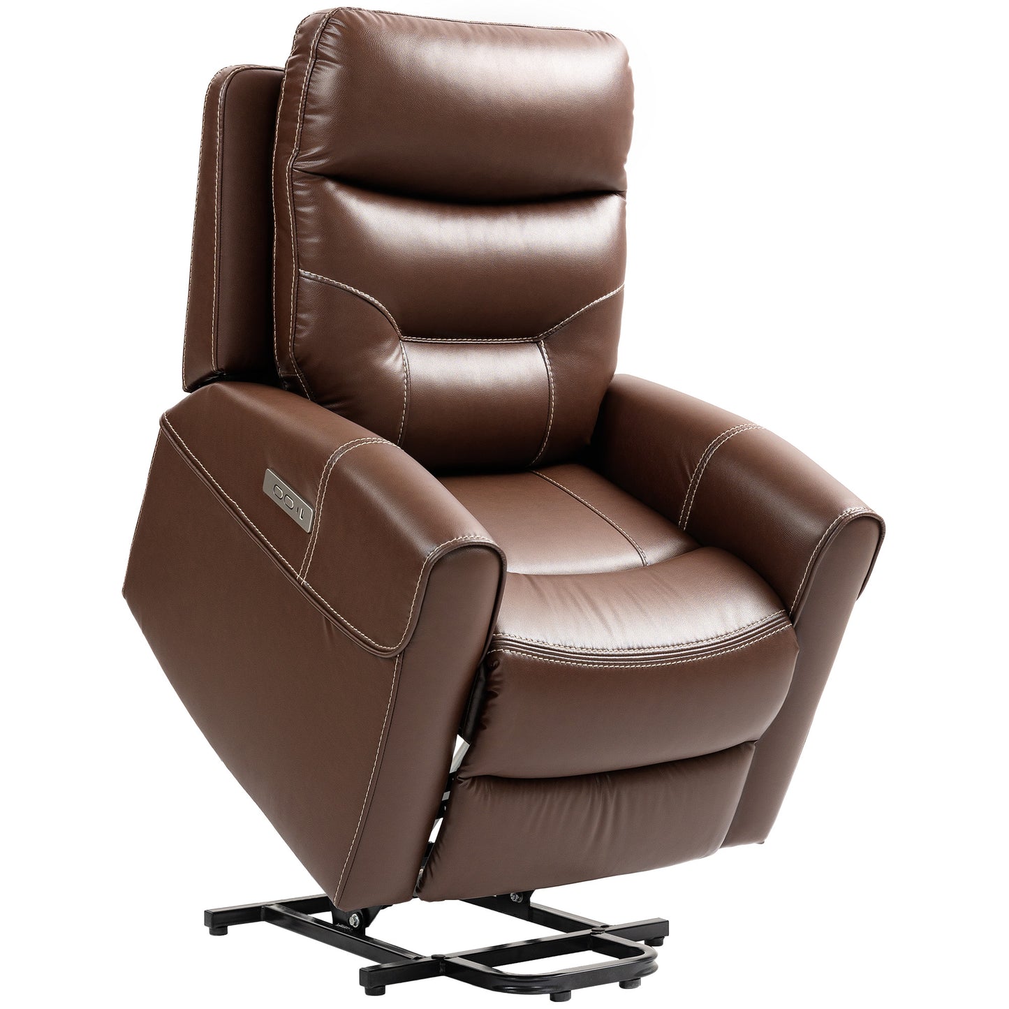 Power Lift Recliner Chair for Elderly, Overstuffed Faux Leather Riser and Reclining Chair with USB A+C Ports