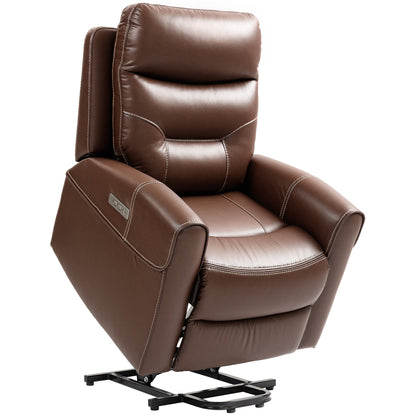 Power Lift Recliner Chair for Elderly, Overstuffed Faux Leather Riser and Reclining Chair with USB A+C Ports