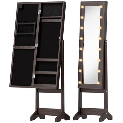 Freestanding Mirrored Jewellery Storage Cabinet - Dark Brown