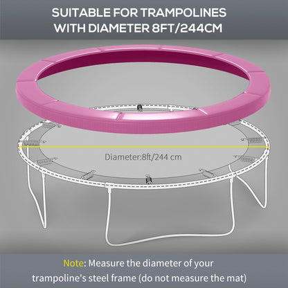 8FT Trampoline Spring Cover, Plastic Trampoline Pad Replacement with Elastic Cord, Waterproof