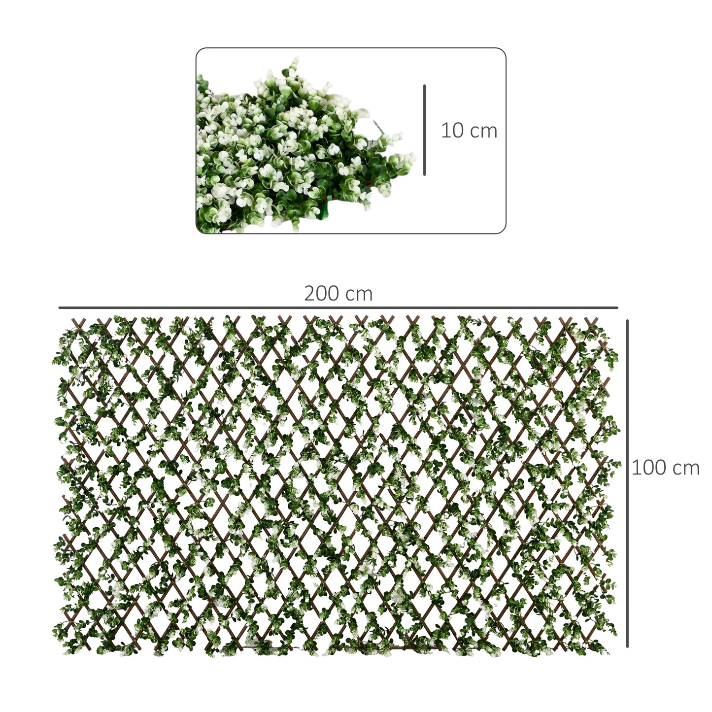 2pc Expanding Garden Trellis, 2 x 1m Faux Decorative Privacy Fence with Artificial Leaves